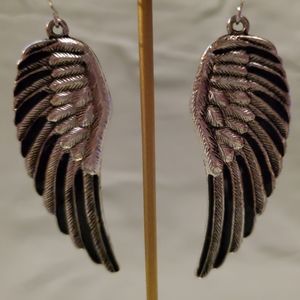 Wing Earrings - Heavily Detailed w/ Black Accents